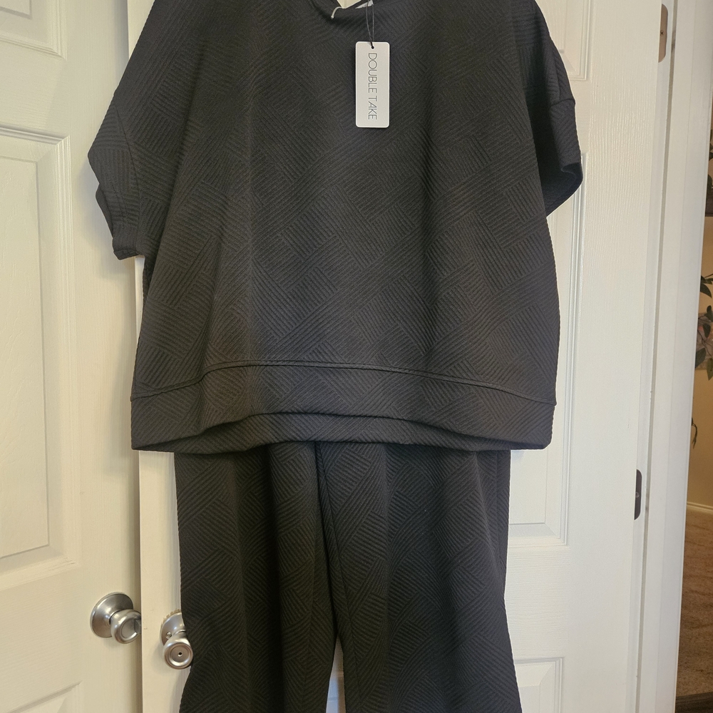 Double Take Women's Black Pajama Set